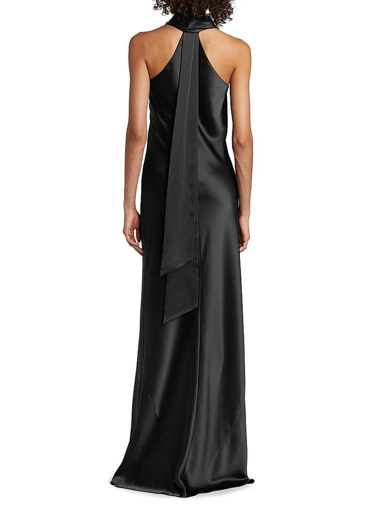 Galvan Pandora Satin Cross Halter Gown 5
