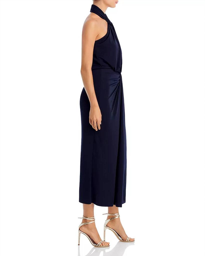 Cinq a Sept Kaily Twist Halter Midi Dress In Navy