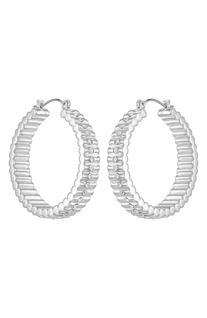 Vince Camuto Pavé Crystal Ribbed Hoop Earrings