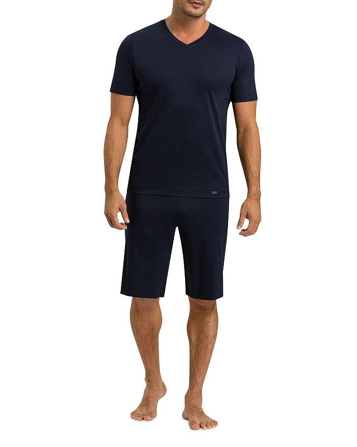 Hanro Night Selection Mercerized Cotton V Neck Pajama Tee & Pajama Shorts Set