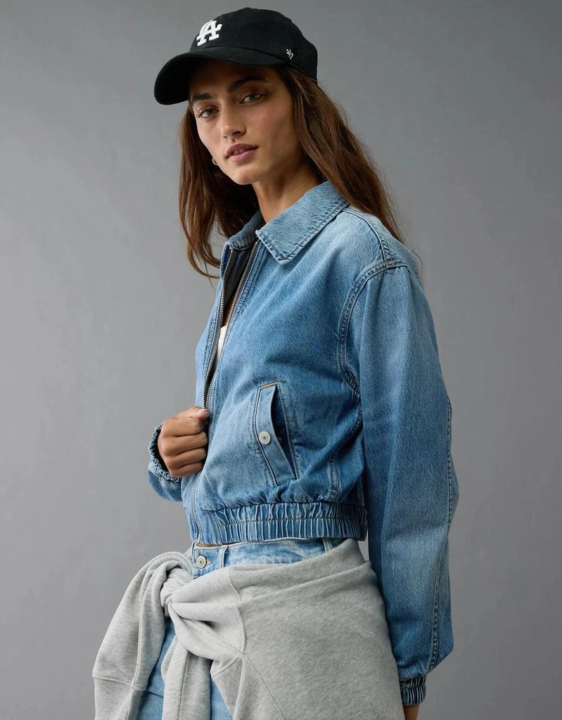 AE AE Cropped Zip-Up Denim Bomber Jacket 2