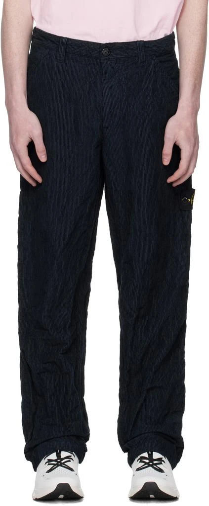 Stone Island Navy 3100026 Wrinkled Corduroy 500-TC Trousers