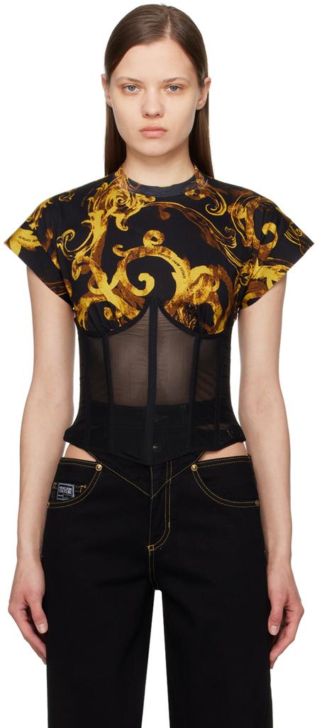 VERSACE JEANS COUTURE バロッククロップドトップ カットソー VERSACE JEANS COUTURE: crop top with Baroque print - White