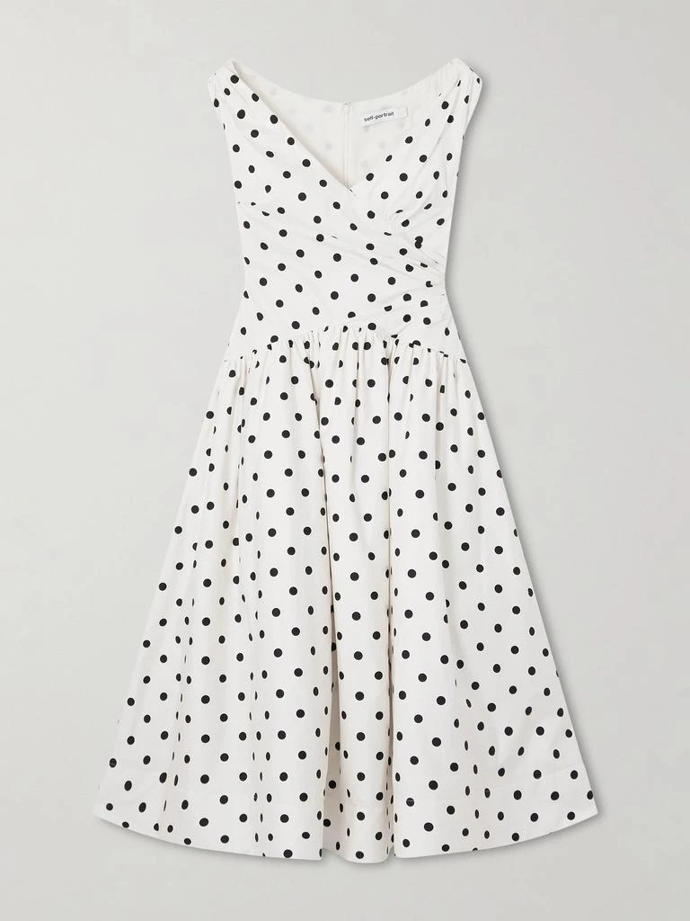 self portrait cream polka dot dress self-portrait - Cream Polka Dot Satin Midi Dress