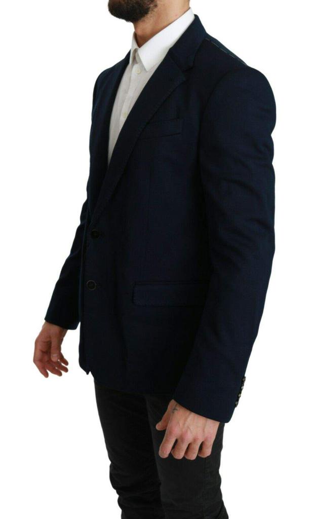 Dolce & Gabbana Dolce & Gabbana Blue Solid Cotton Silk Stretch Jacket Blazer