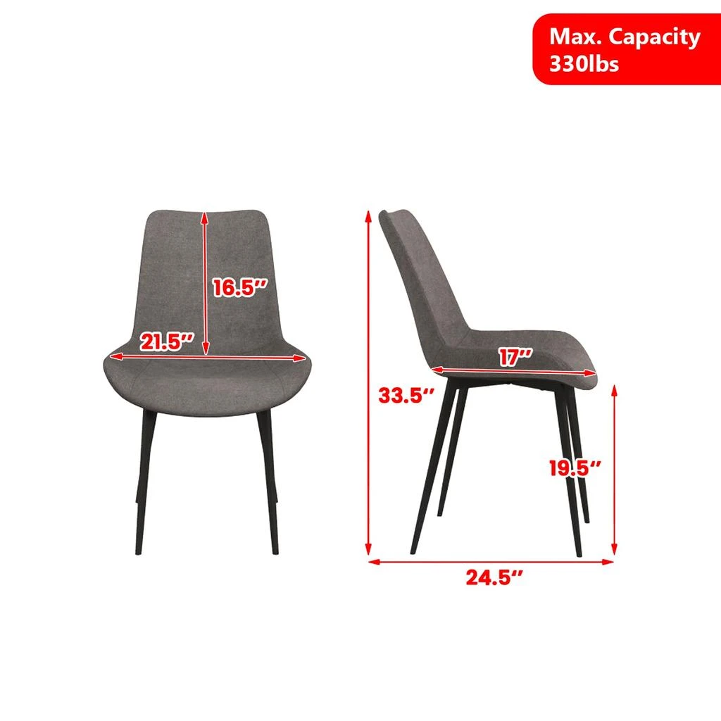 Hivvago Four Upholstered Dining Chairs with Metal Frames and Cushioned Back Support 3
