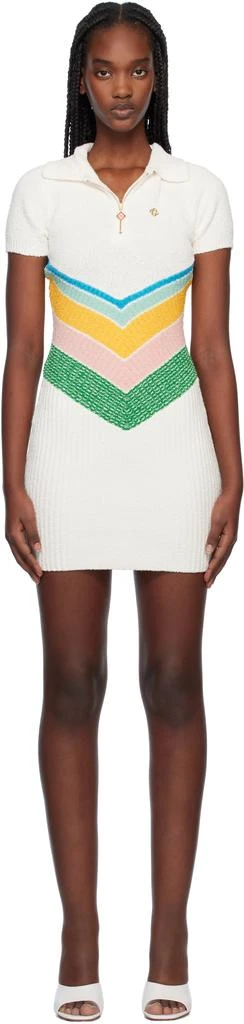 Casablanca Off-White Bouclé Chevron Minidress 1