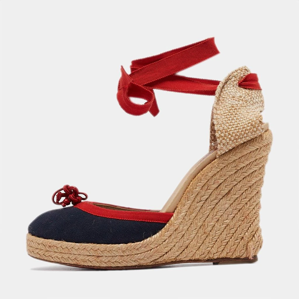 Christian Louboutin Christian Louboutin Tricolor Canvas Carino Plato Espadrille Wedge Pumps Size 38 1