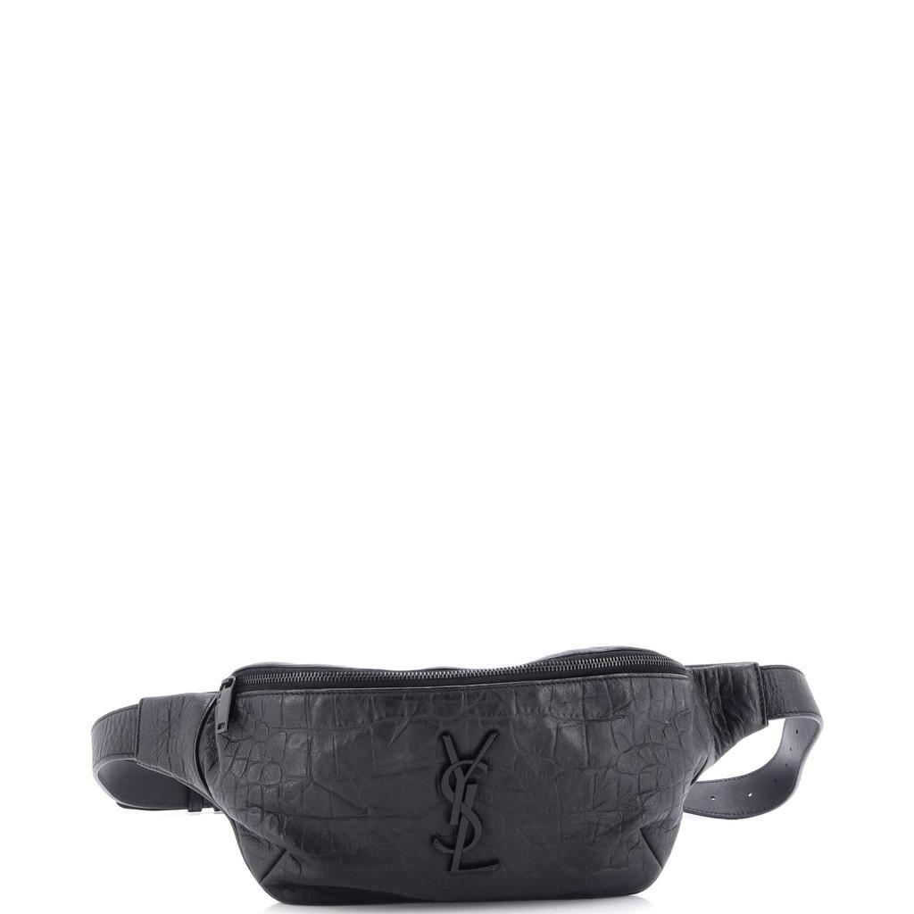 Yves Saint Laurent Classic Monogram Belt Bag Crocodile Embossed Leather