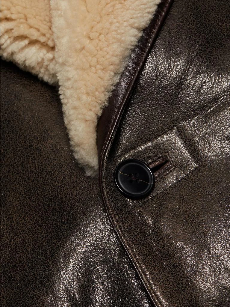 FRAME Shearling-Trimmed Leather Cocoon Coat 7