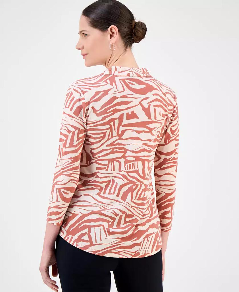 JM Collection Women's Printed 3/4 Sleeve V-Neck Knit Top, Exclusively at Macy's