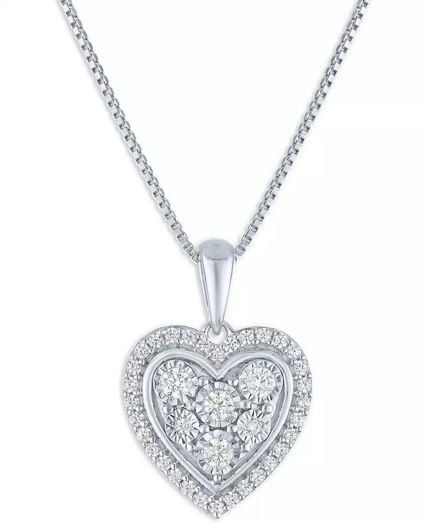 Macy
s Heart Diamond Pendant Necklace (1/4 ct. t.w.) in Sterling Silver