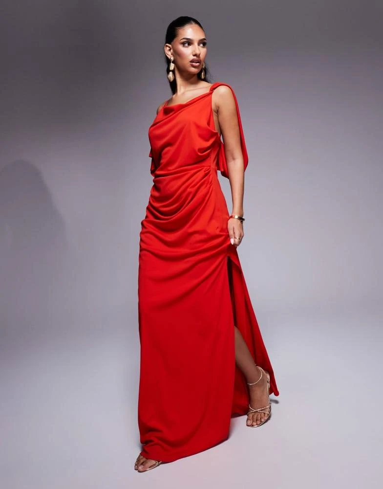 ASOS DESIGN premium slinky cowl neck maxi dress in red  On Sale Now with  Up to 70% Off | Discover Exclusive Deals & Savings at BeyondStyle   Authentic ASOS Home|women with
