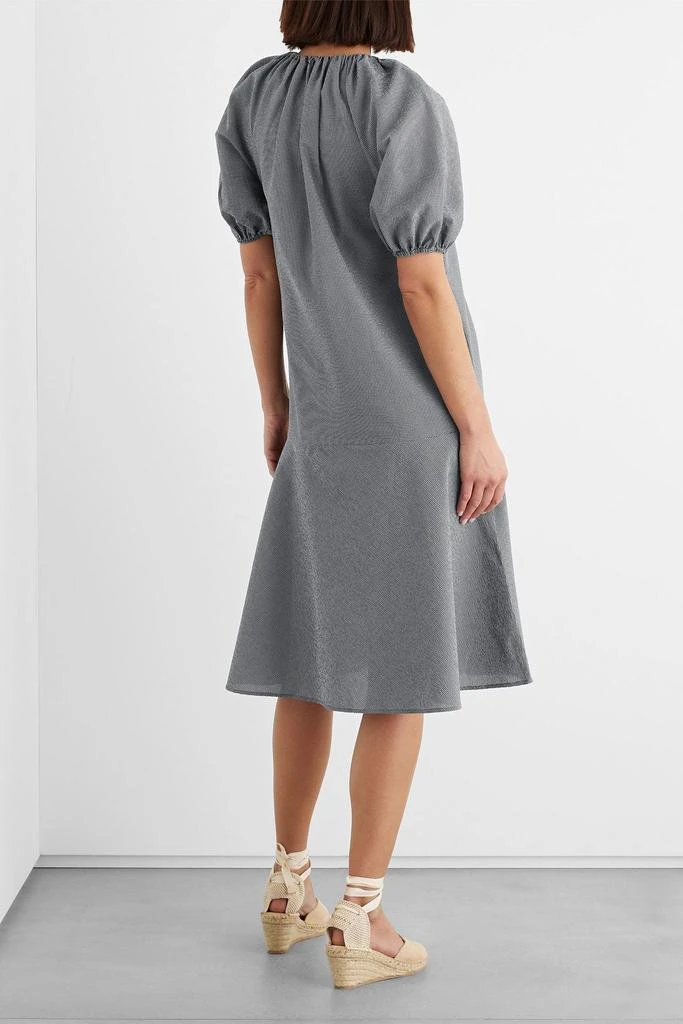 IRIS & INK Esme gathered gingham cotton-blend seersucker midi dress 3