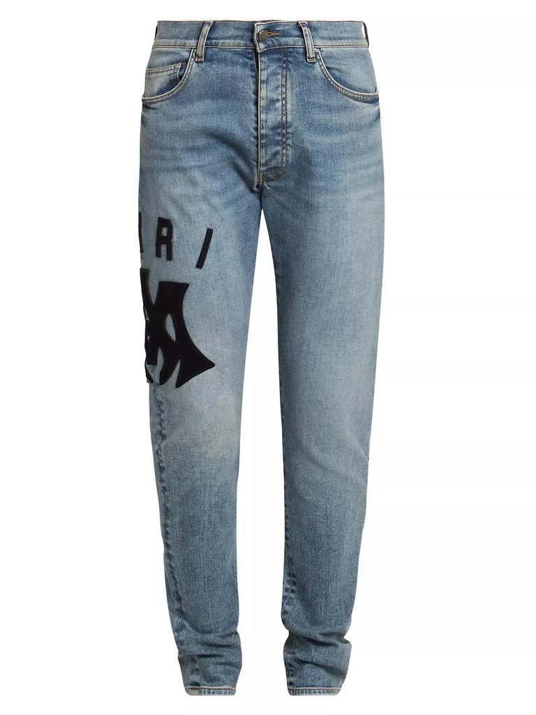 AMIRI Suede Appliqué Logo Skinny Jeans 1
