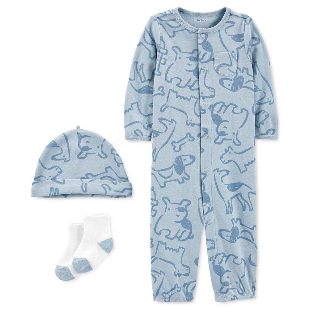 Carter's Baby Boys Take Home Converter Gown Set with Hat and Socks, 3 Piece Set