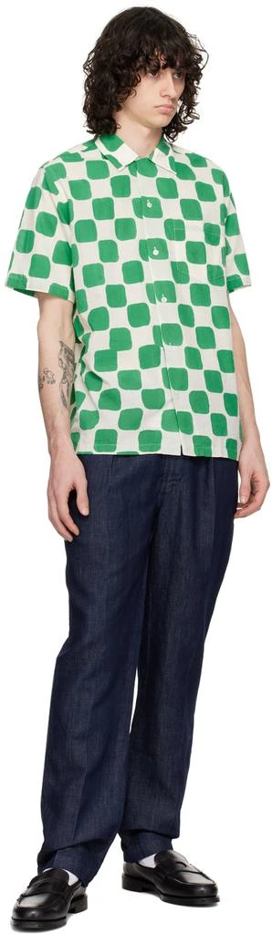 Drake's Off-White & Green Check Shirt 4