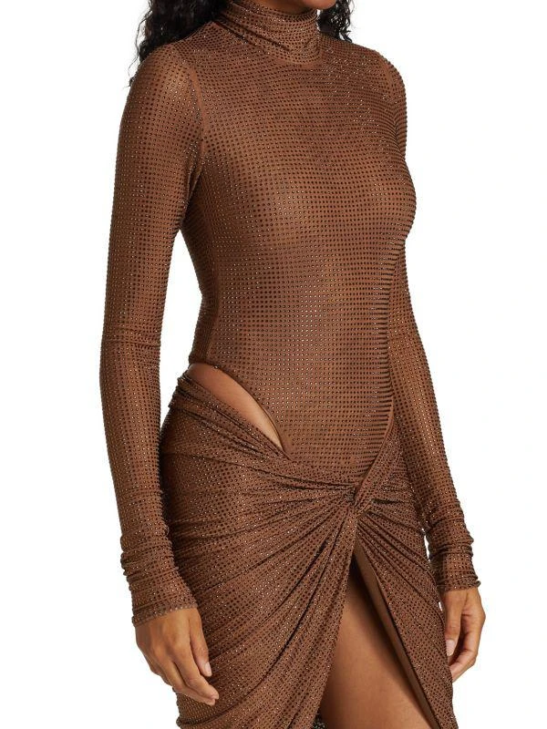 LaQuan Smith Long Sleeve Crystal-Embellished Bodysuit 2
