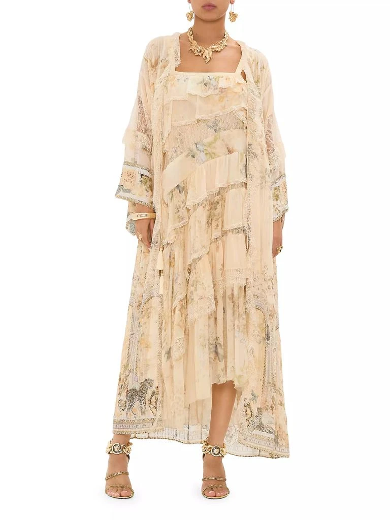 Camilla Floral Lace Silk Tiered Maxi Dress 2