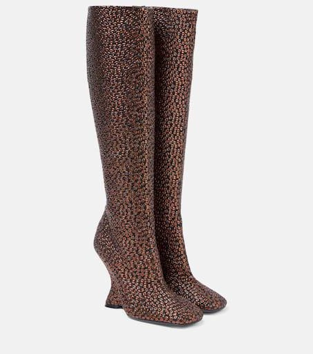 Dries Van Noten 105 glitter wedge knee-high boots 1