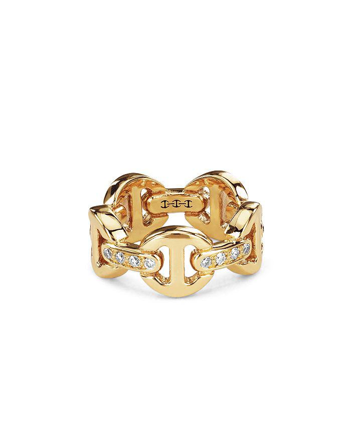Hoorsenbuhs 18K Yellow Gold Heritage Diamond Classic Link Ring