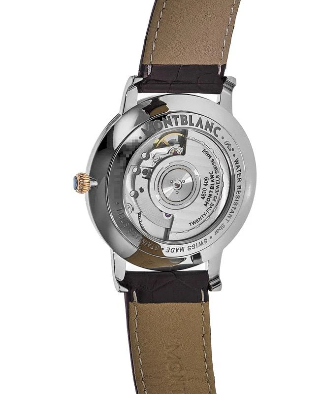 MontBlanc Montblanc Star Classique Automatic Gold Bezel Silver Dial Leather Strap Men's Watch 112145 4