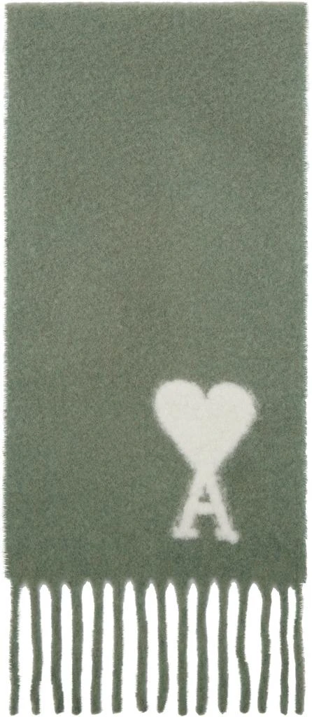 AMI Green Oversized Ami de Coeur Scarf 1