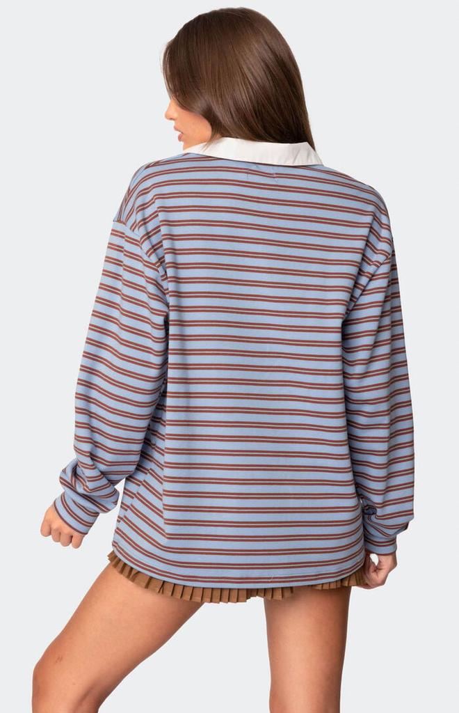 Shop Stripey Oversized Collared Shirt on Sale at BeyondStyle