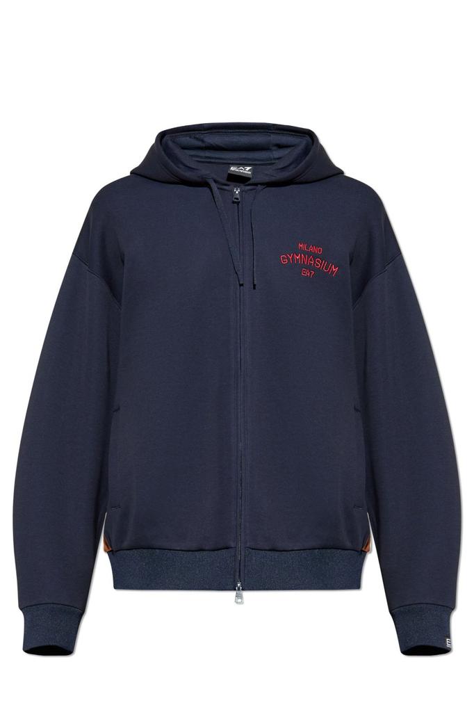 【EMPORIO ARMANI】 ★ Men's Embroidery Lettering Hoodie ★ Emporio Armani Emporio Armani Logo Embroidered Zipped Hoodie
