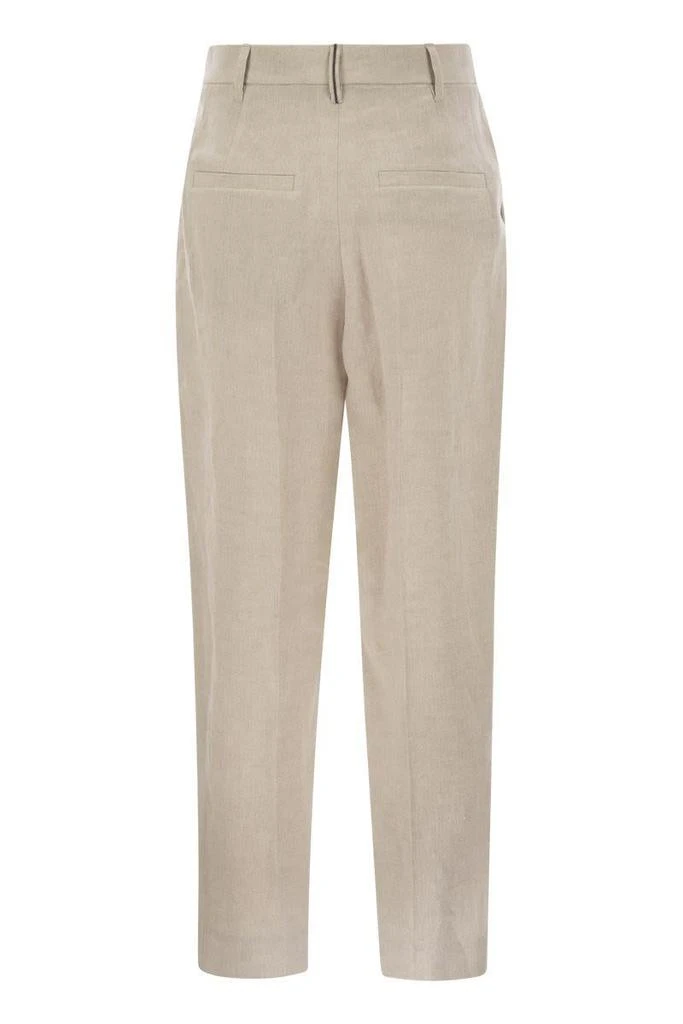 Brunello Cucinelli Brunello Cucinelli Slouchy Trousers In Sparkling Linen Canvas With Jewellery 2