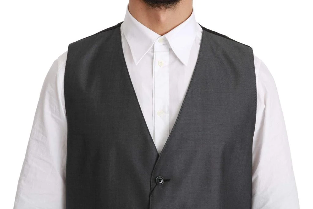 Dolce & Gabbana Dolce & Gabbana  Gray Waistcoat Formal Stretch Wool Vest 2