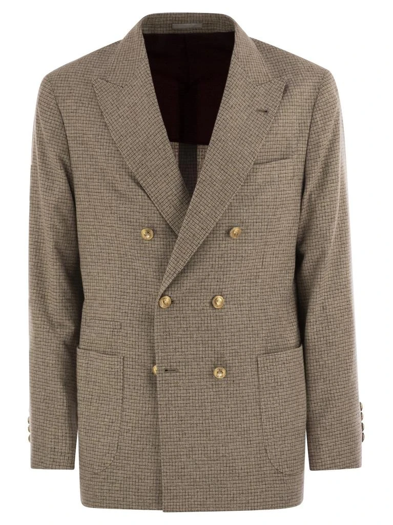Brunello Cucinelli Brunello Cucinelli Checked Flannel One-And-A-Half Breasted Deconstructed Blazer 1