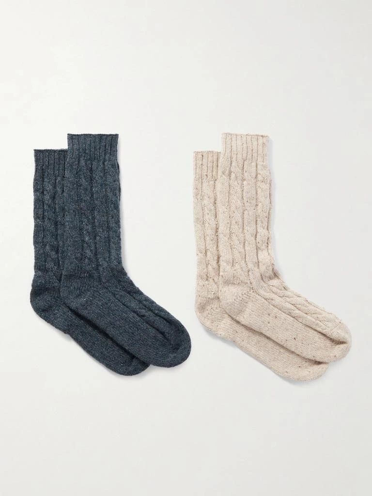 Johnstons of Elgin Set Of Two Cable-knit Cashmere-blend Socks