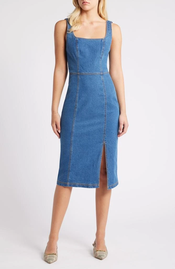 nordstrom rack denim dress Rails Minna in Rinse Indigo at Rack, Size Medium up bodice and cut from dark A little Mini Denim Dress