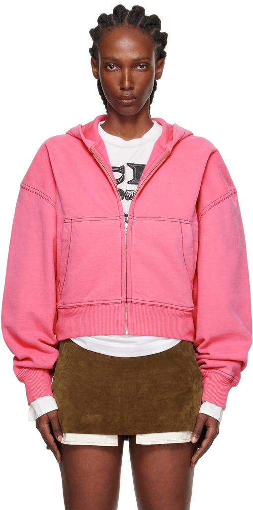 Acne Studios Pink Zip-Up Hoodie - Hoodies - BeyondStyle