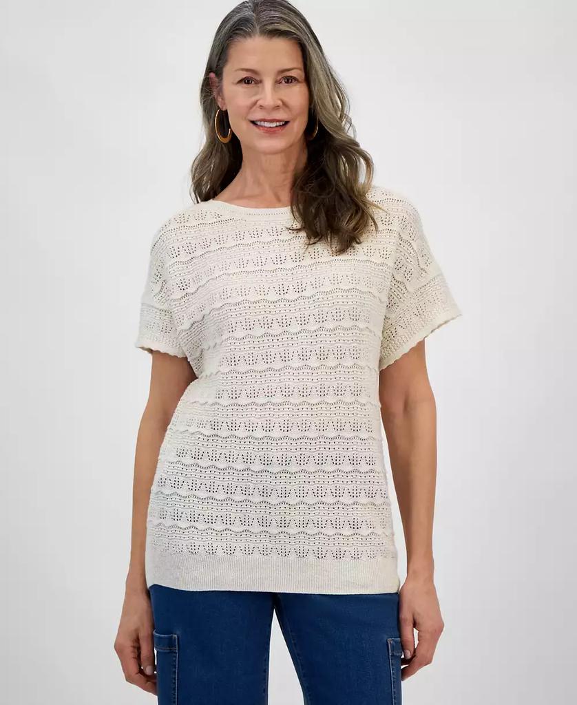 Style & Co Women's Lurex Shine Pointelle Dolman-Sleeve Sweater, Exclusively at Macy's