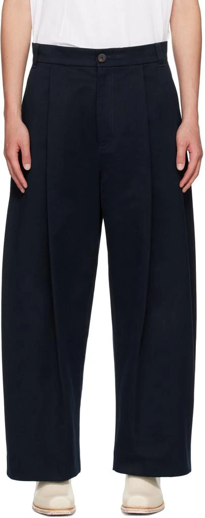 Studio Nicholson Navy Sorte Trousers 1