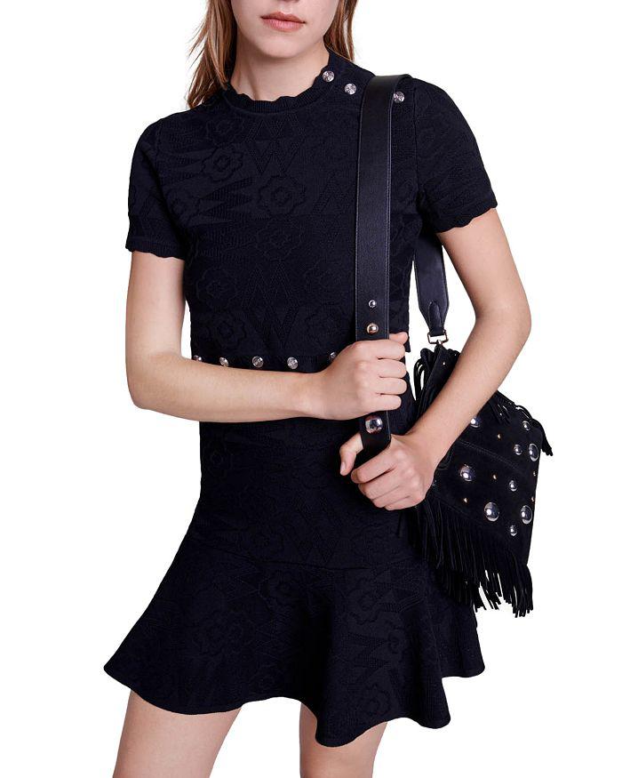 Maje Reveria Jacquard Flared Dress