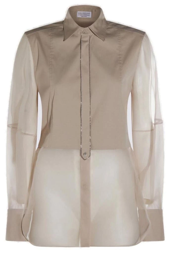 Brunello Cucinelli Brunello Cucinelli Monili-Chain Semi-Sheer Shirt 1