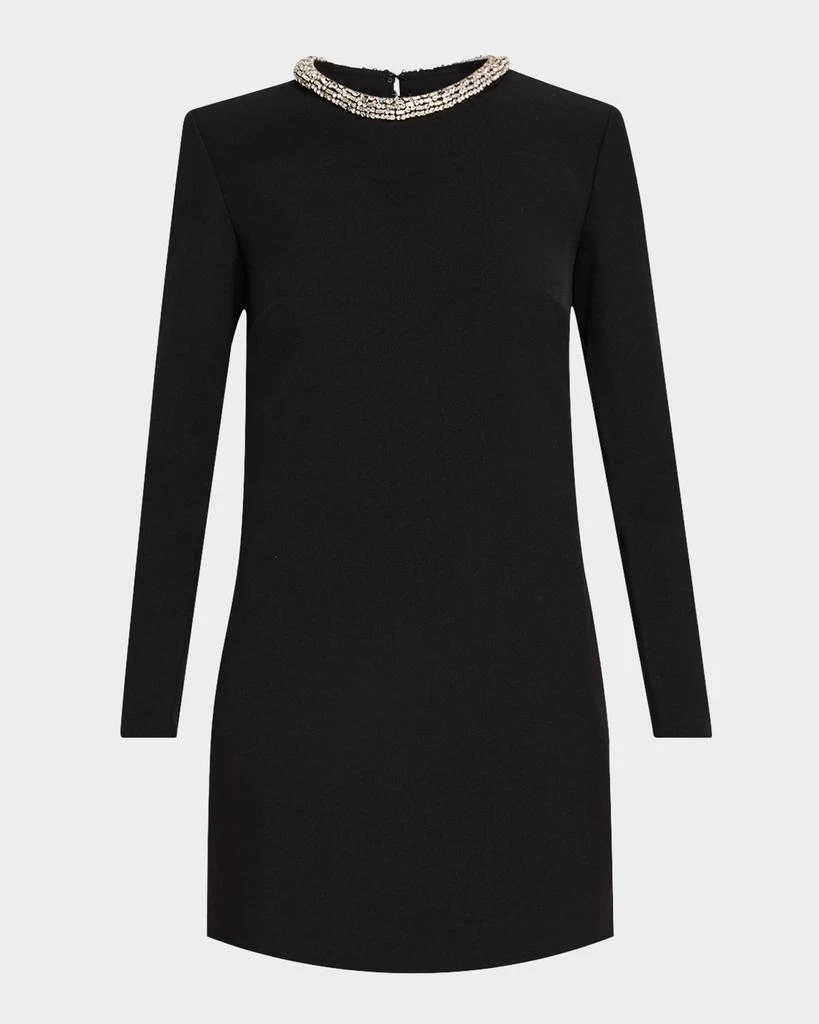 Shop Embellished Long Sleeve Crepe Mini Dress on Sale at