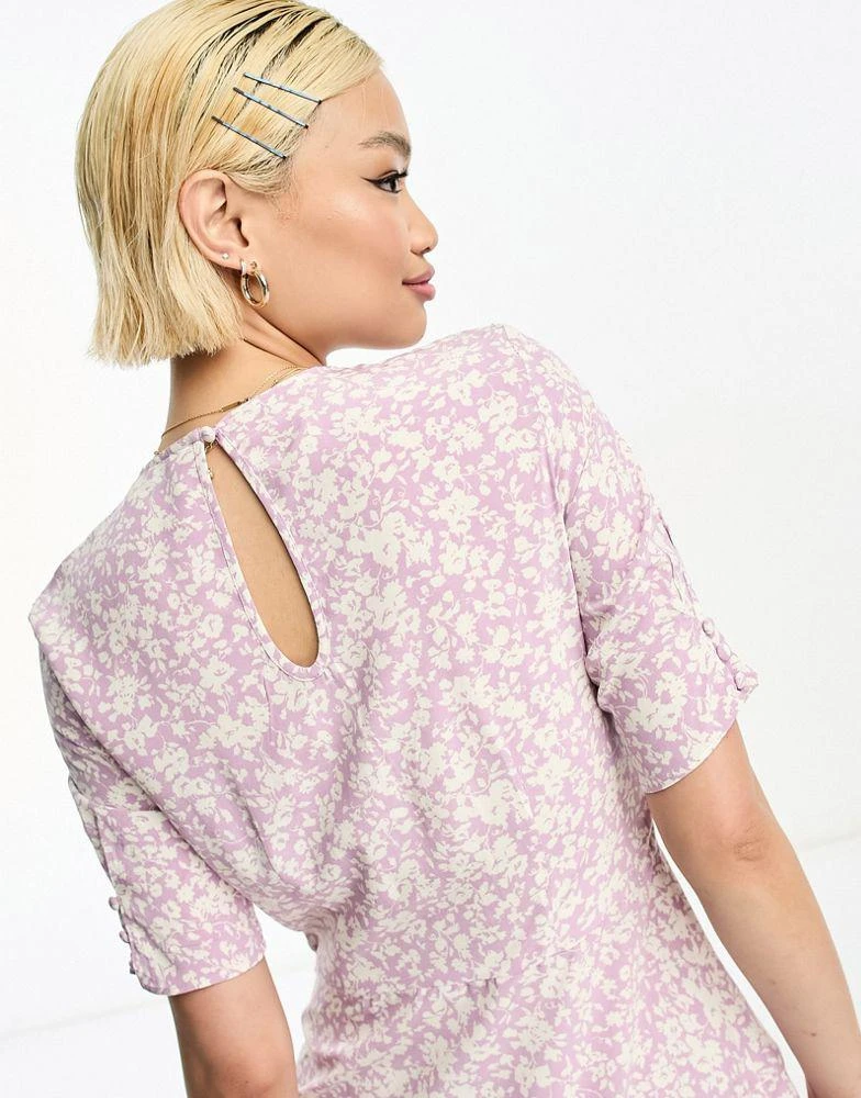 & Other Stories & Other Stories mini skater dress in lilac floral print 4
