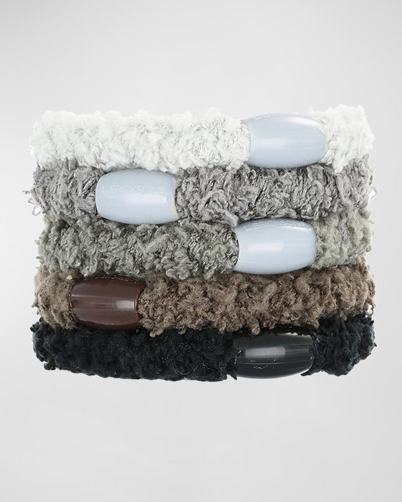 L. Erickson Cozy Teddy Ponytail Holders, Set of 5