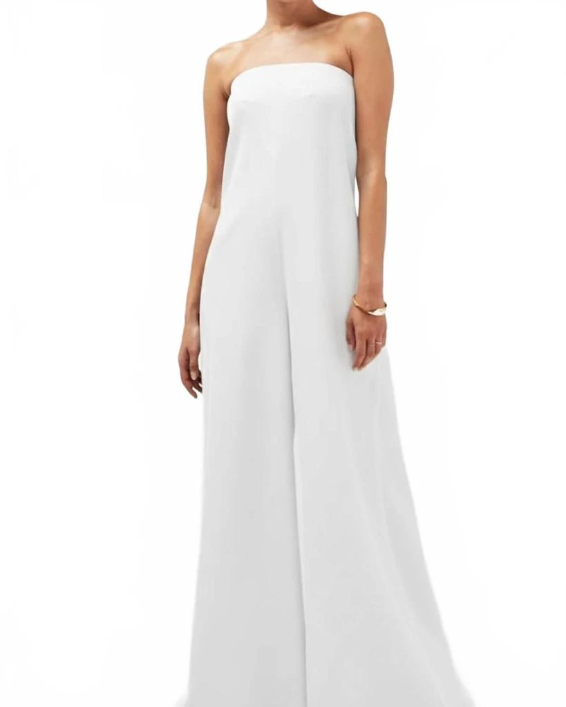 Careste Erika Strapless Wide-Leg Wool Jumpsuit In Brilliant White