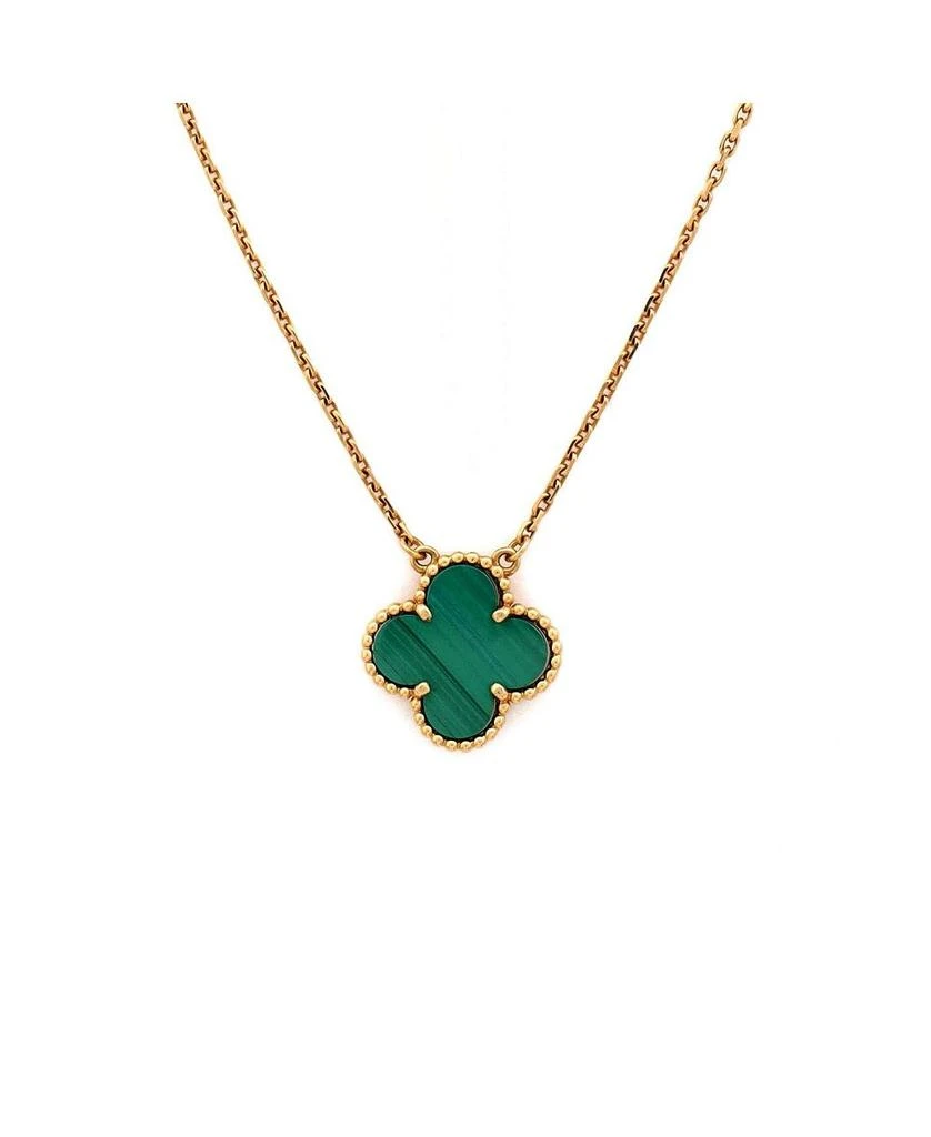 Pre-Owned Van Cleef 
Arpels Vintage Alhambra Pendant Necklace 18K Gold and Malachite, 16.75" 1