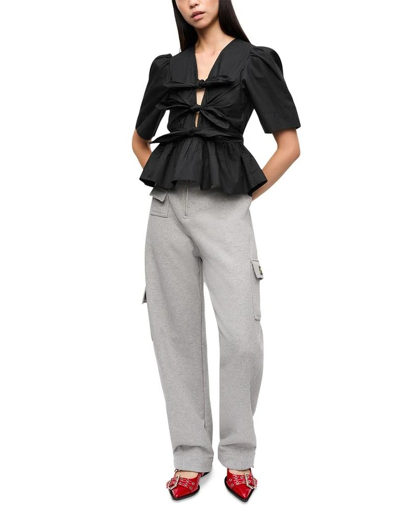 Ganni Tie Front Peplum Top 2