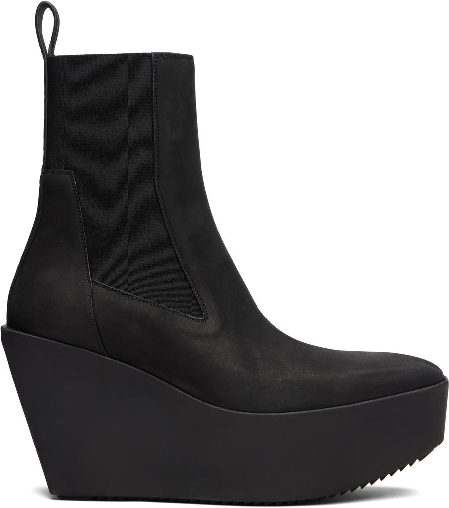 Rick Owens Black Porterville Grilled Wedge Beatle Chelsea