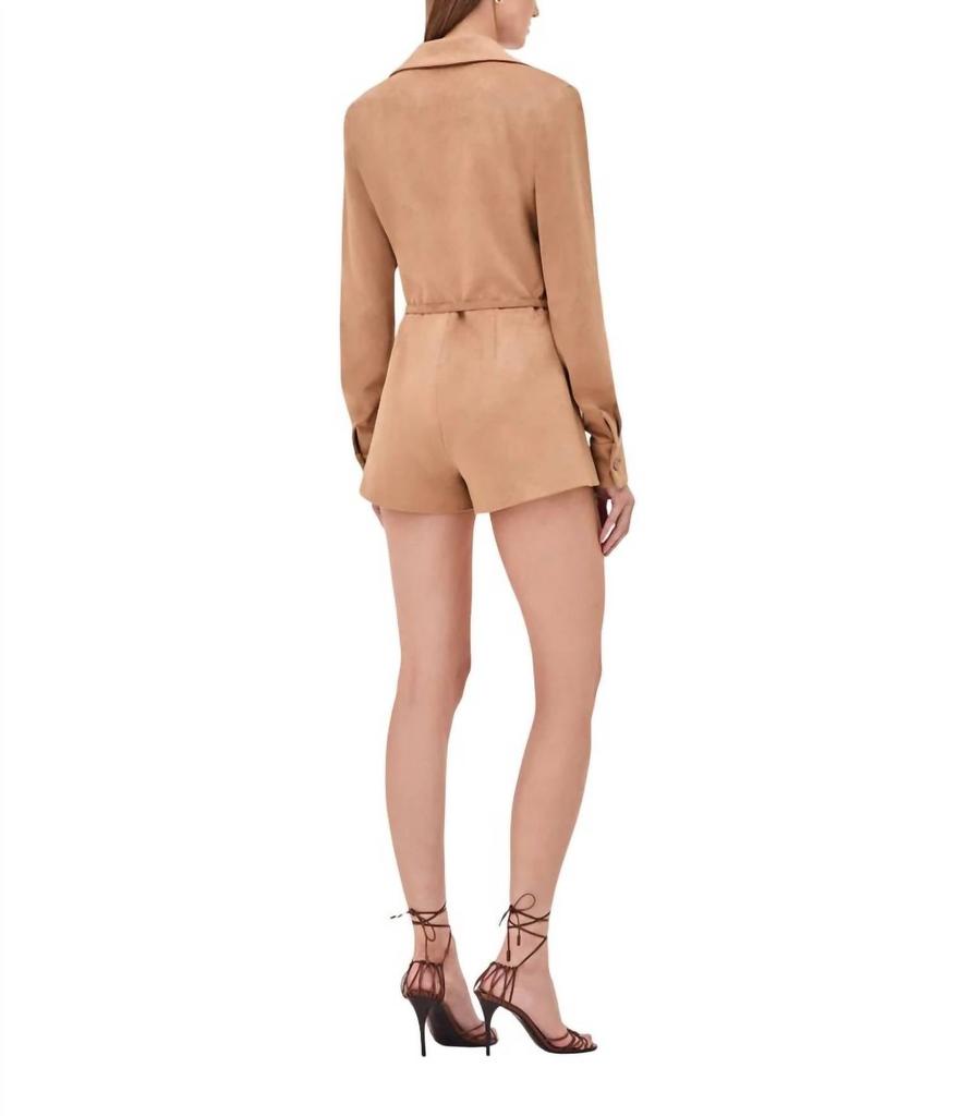 Alexis Archer Romper In Tan