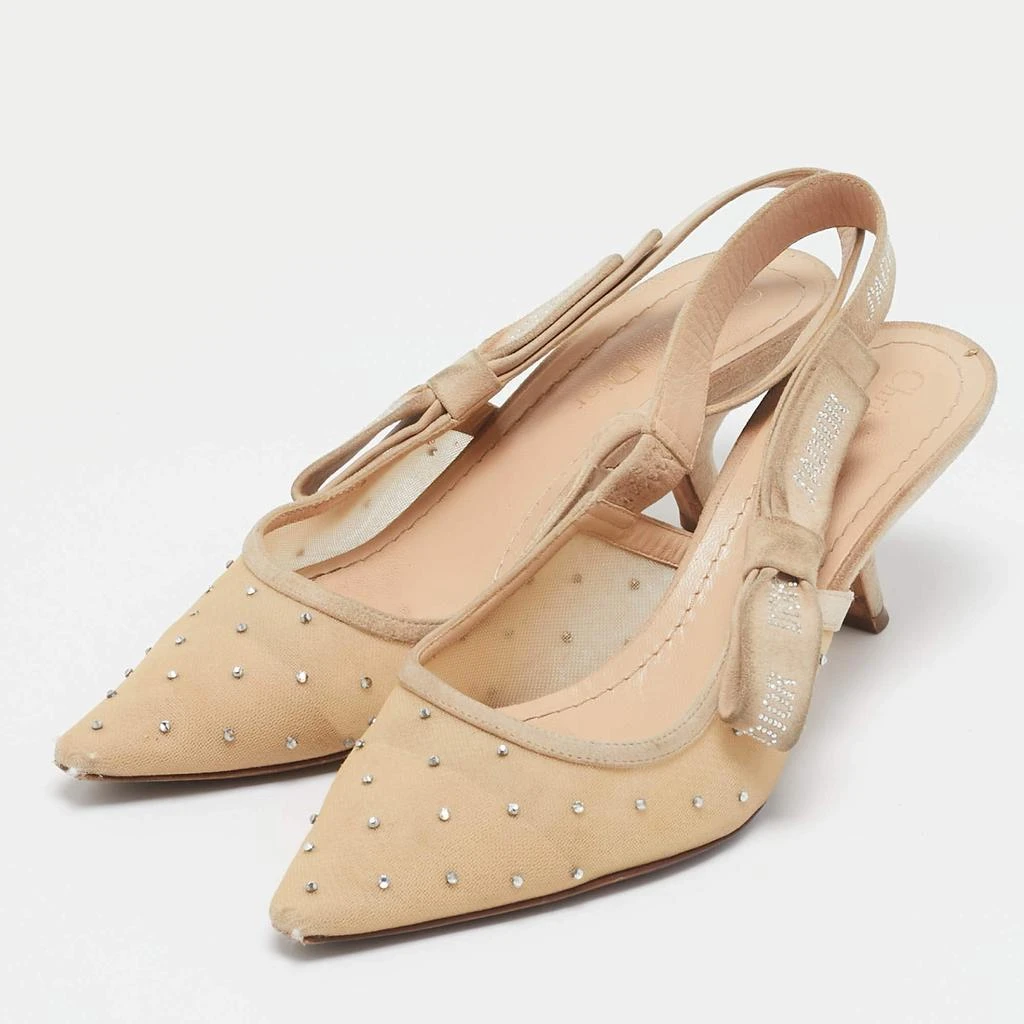 Dior Dior Beige Mesh and Suede J'Adior Slingback Pumps Size 38.5 2