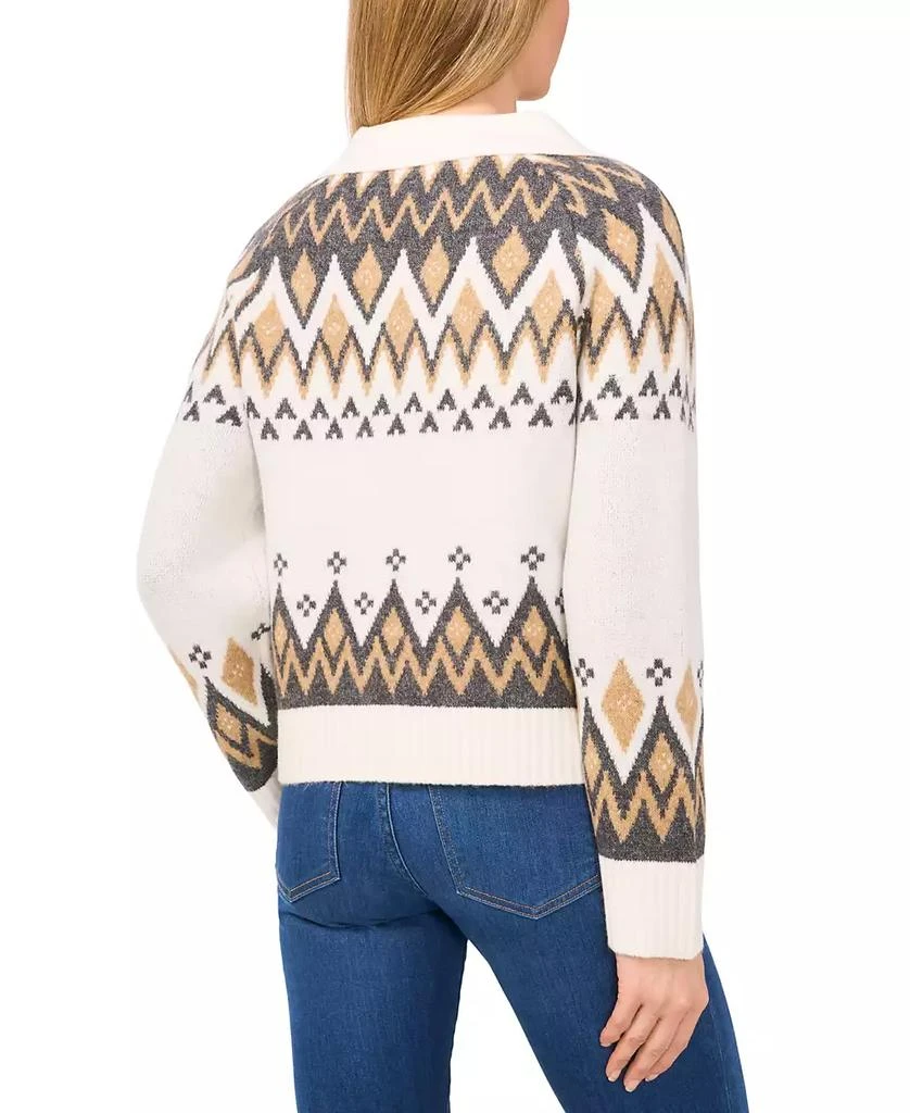 CeCe Women's Collared Fair Isle Sweater 2