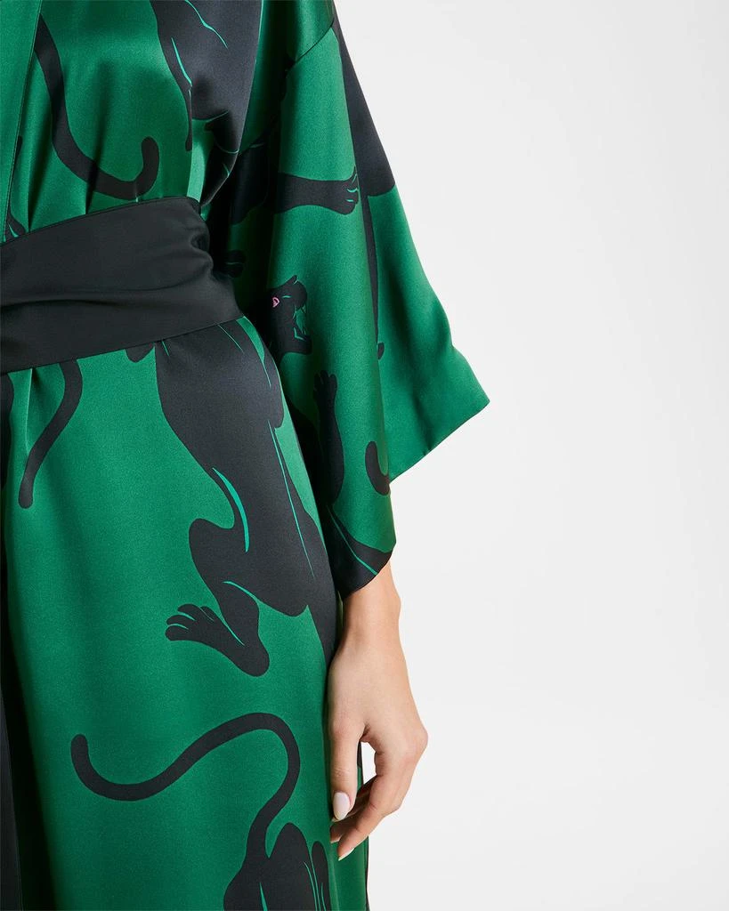 OLIVIA VON HALLE Queenie Panther-Print Silk Robe 4